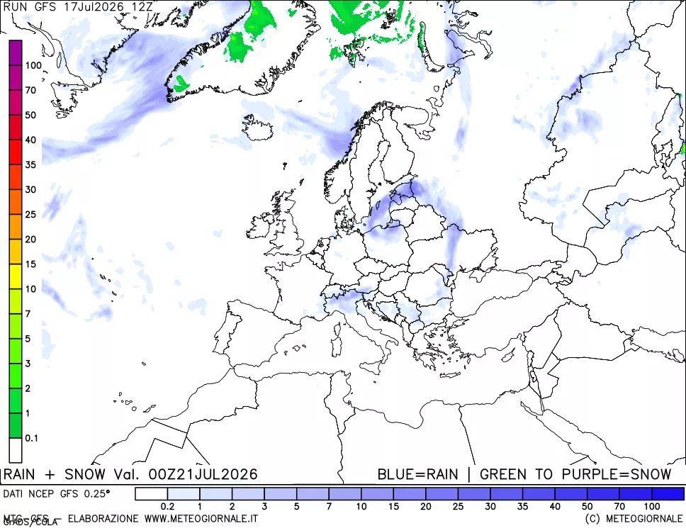 mappa Precipitazioni totali e nevose