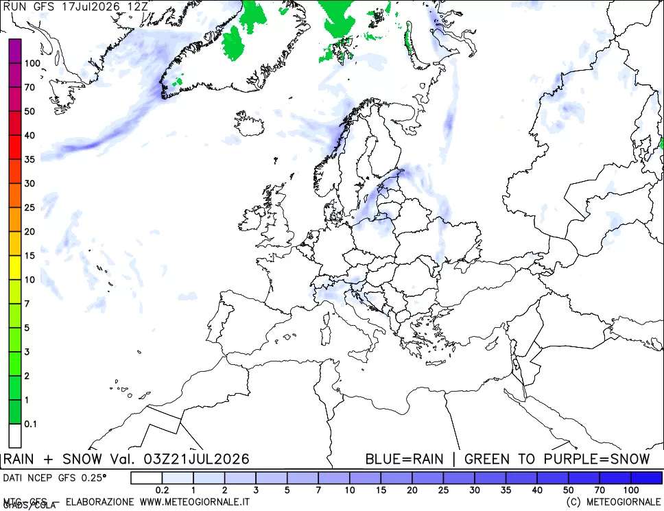 mappa Precipitazioni totali e nevose