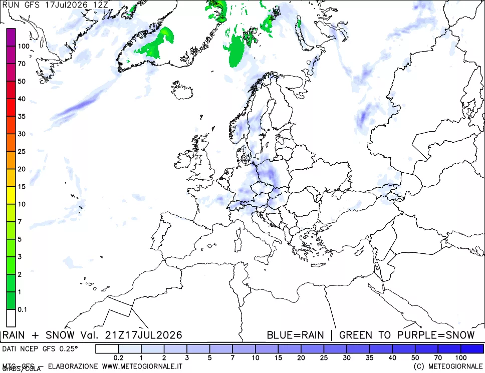 mappa Precipitazioni totali e nevose