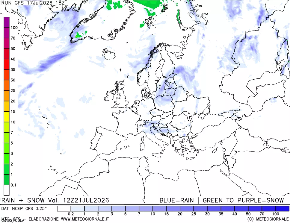 mappa Precipitazioni totali e nevose