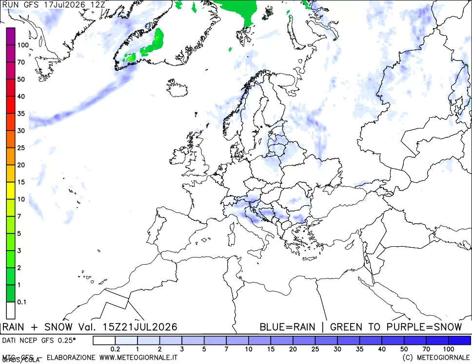 mappa Precipitazioni totali e nevose