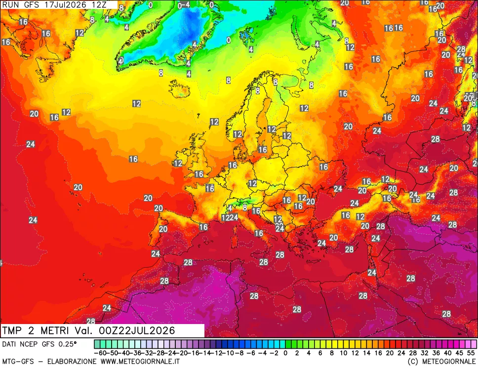 mappa Temp 2 metri