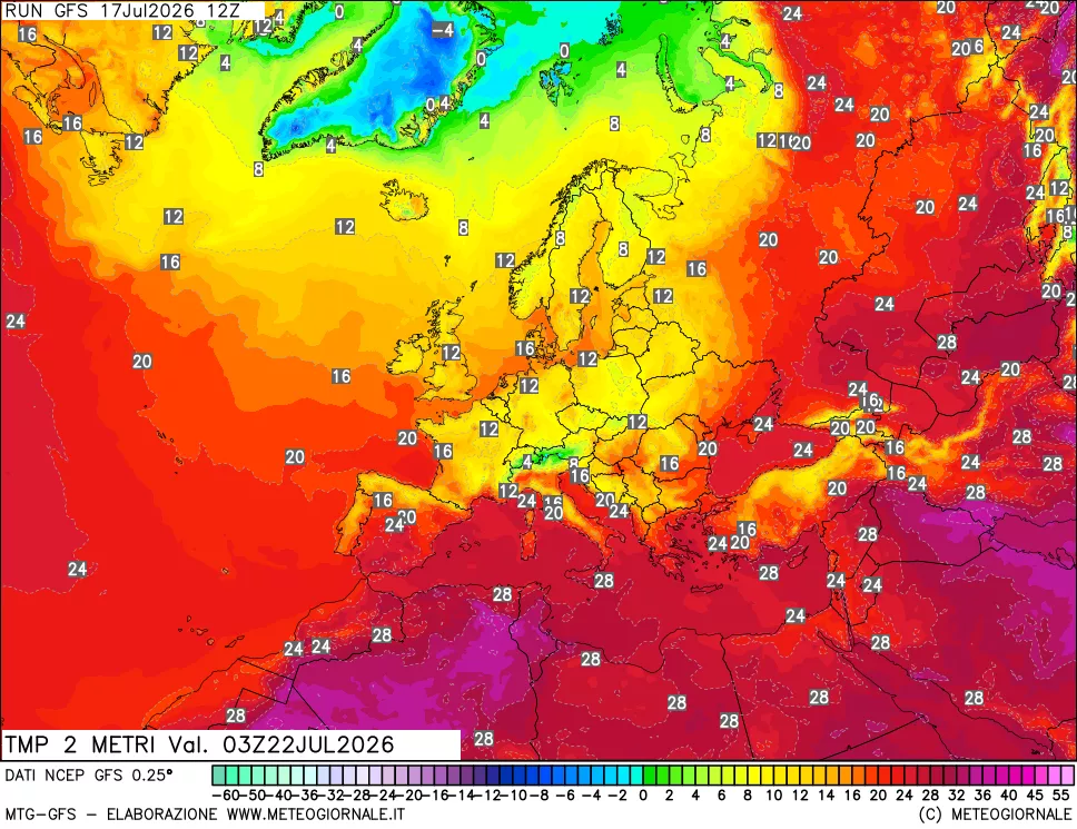 mappa Temp 2 metri