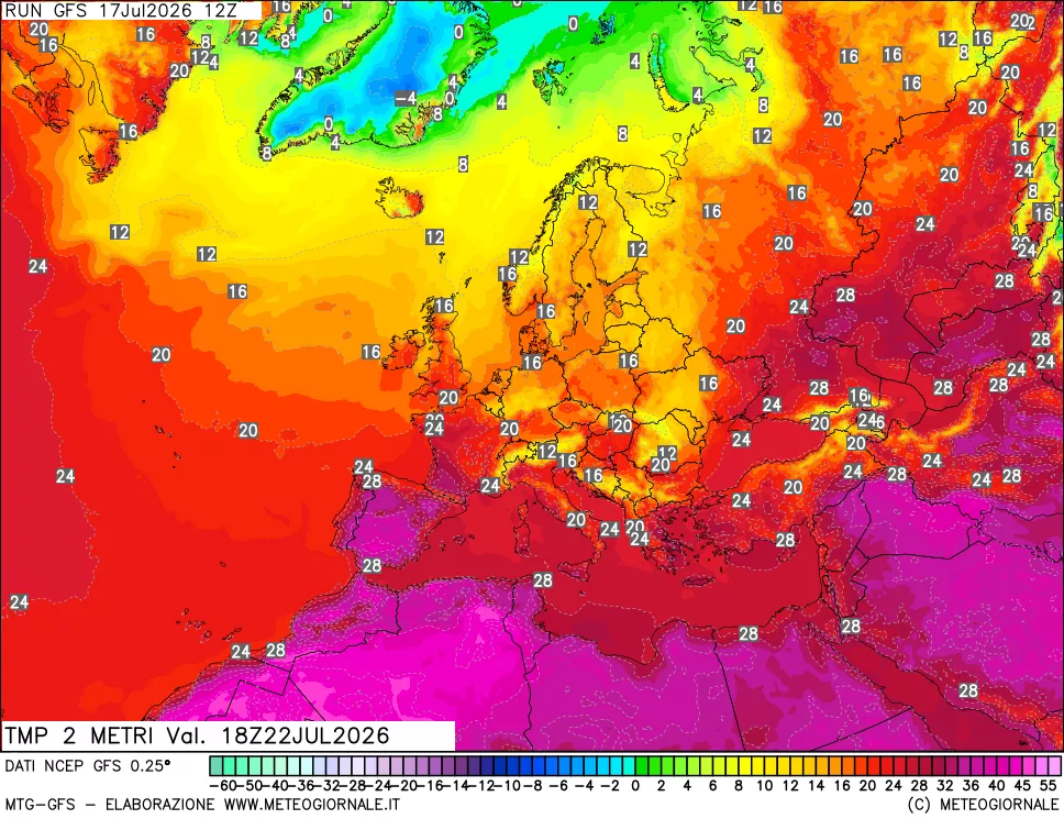 mappa Temp 2 metri