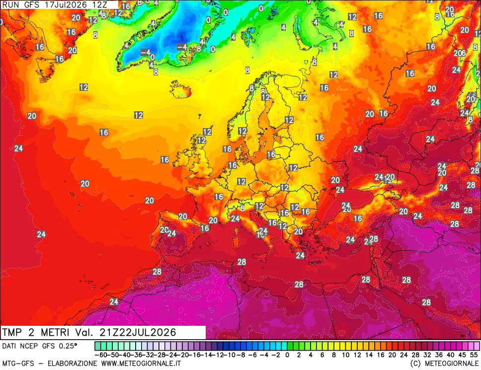 mappa Temp 2 metri