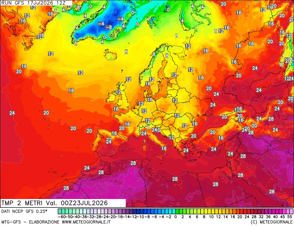 mappa Temp 2 metri