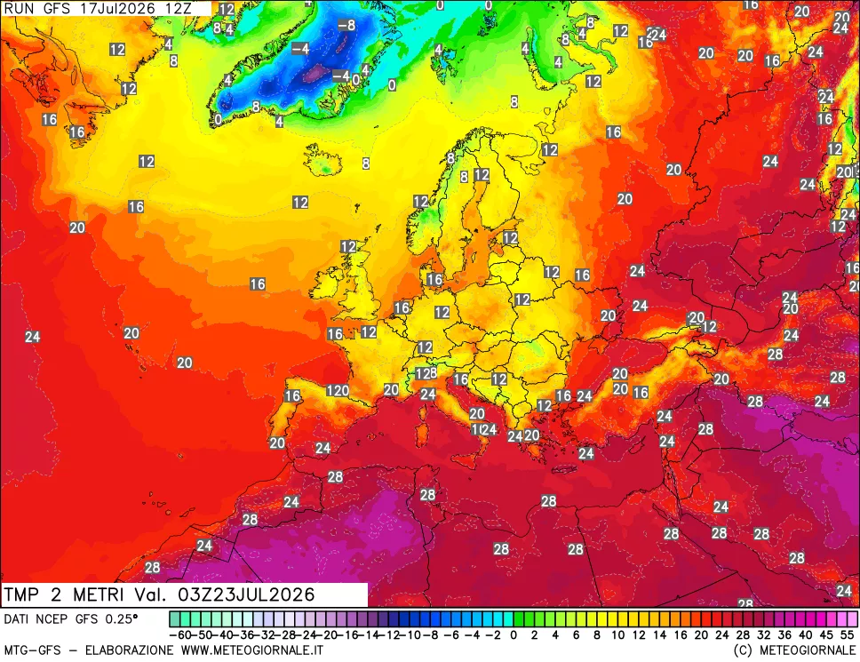 mappa Temp 2 metri