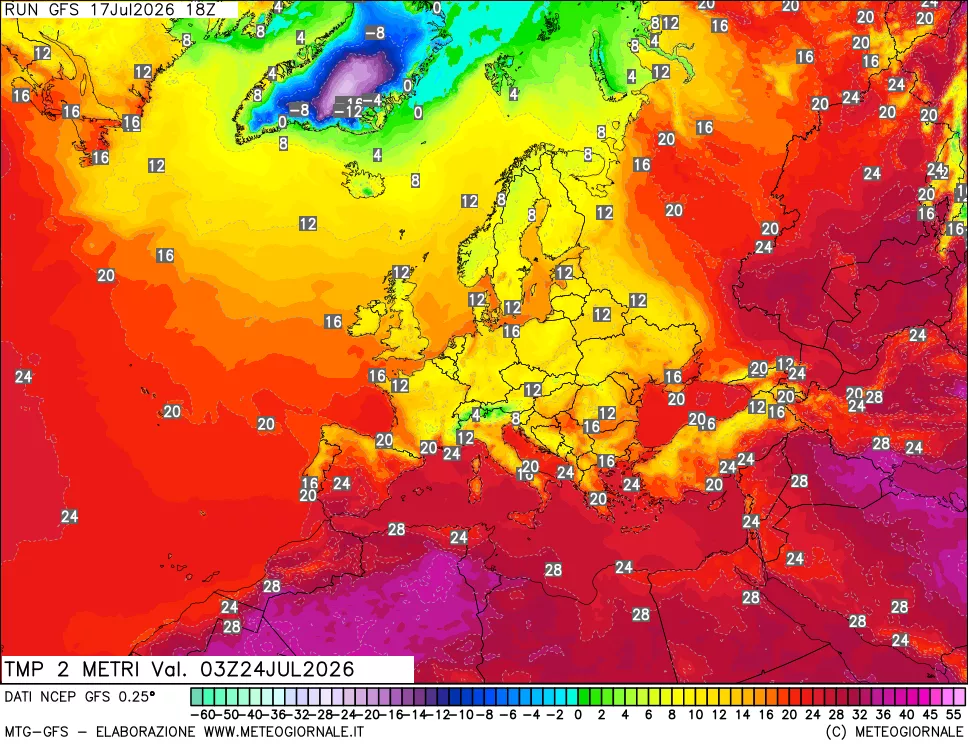 mappa Temp 2 metri