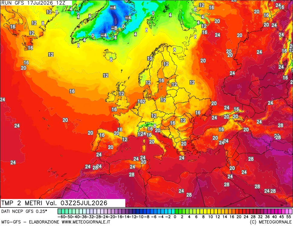 mappa Temp 2 metri