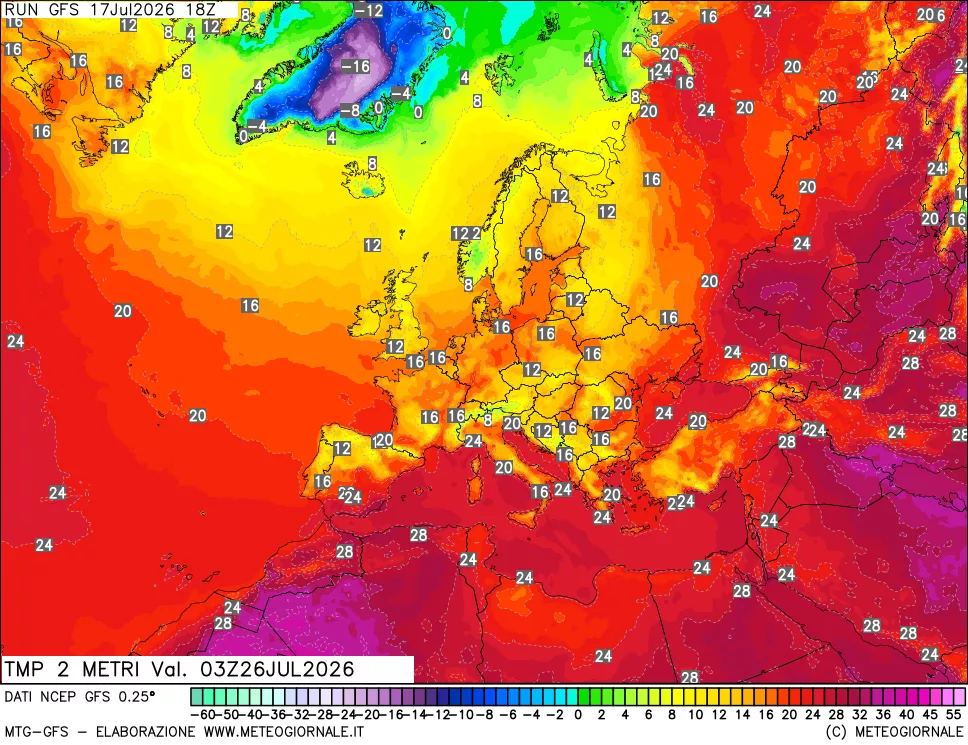 mappa Temp 2 metri