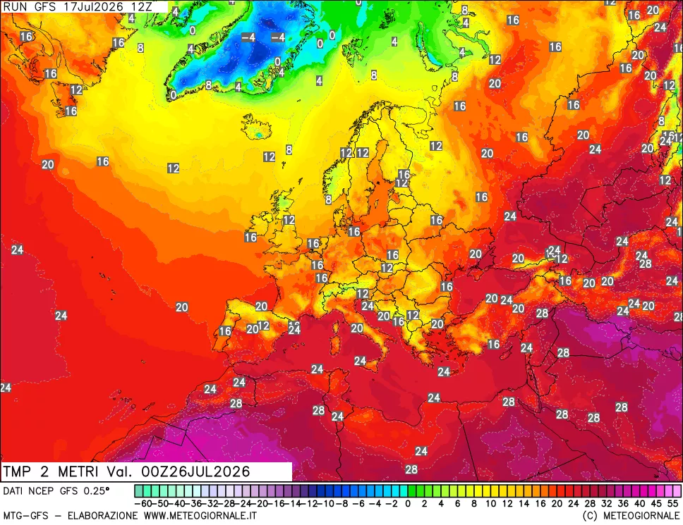 mappa Temp 2 metri