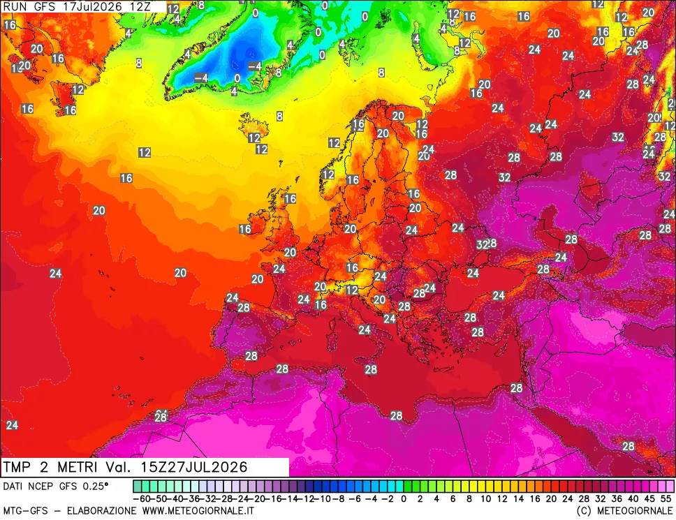 mappa Temp 2 metri