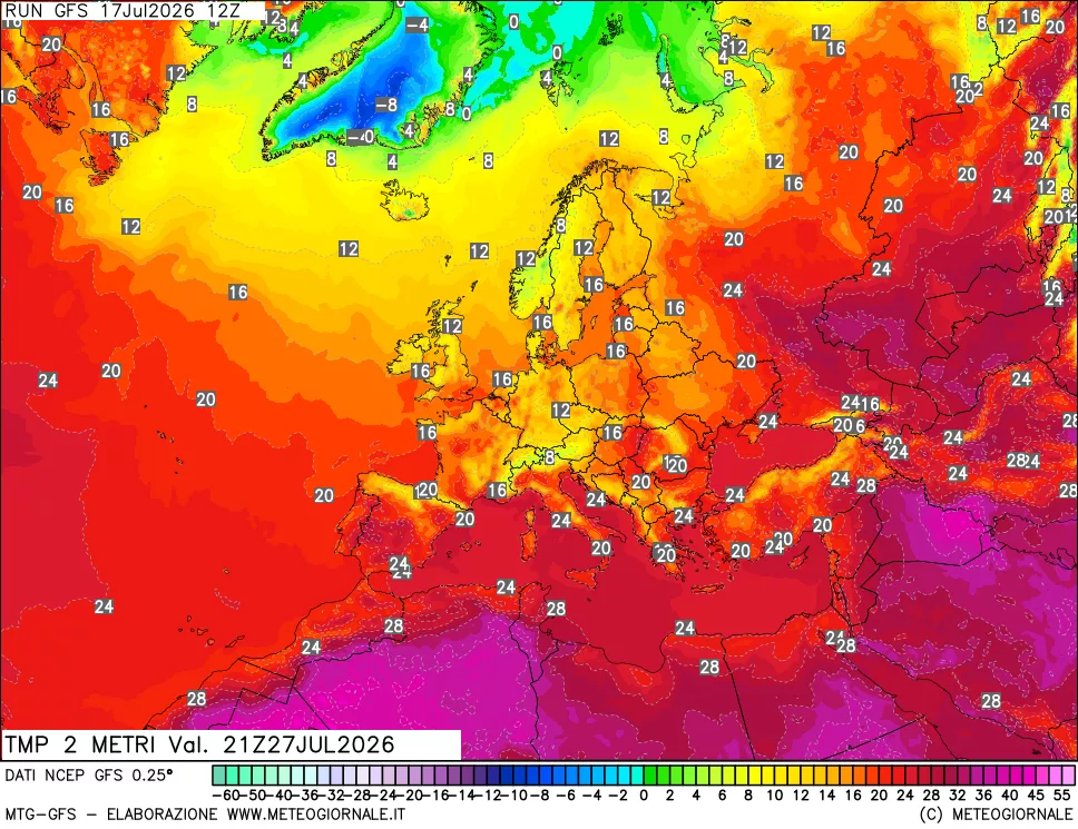 mappa Temp 2 metri