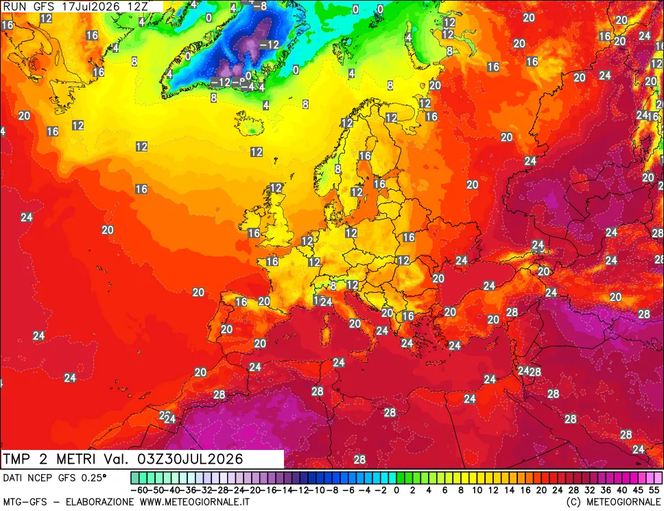 mappa Temp 2 metri