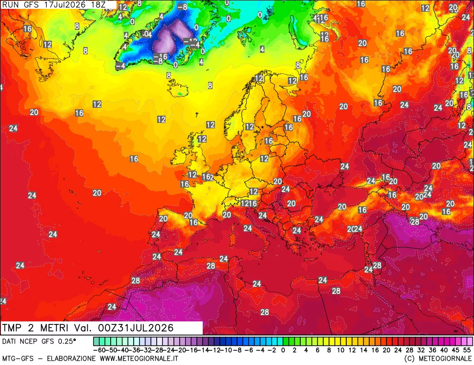 mappa Temp 2 metri
