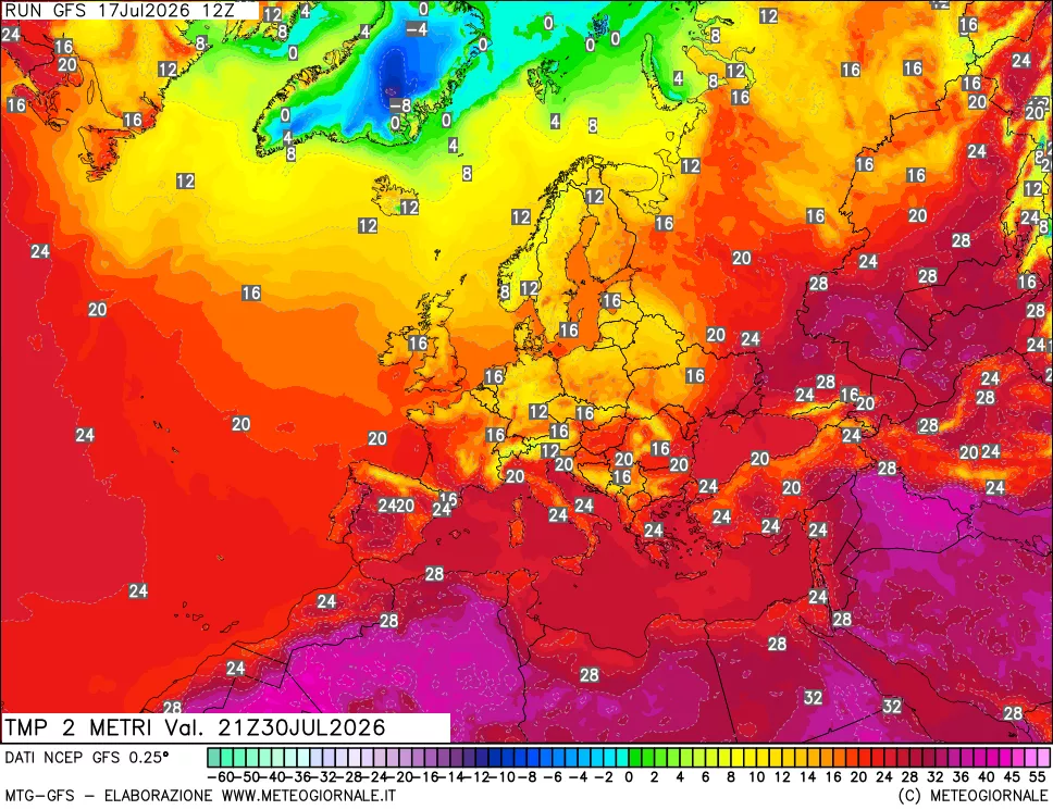 mappa Temp 2 metri