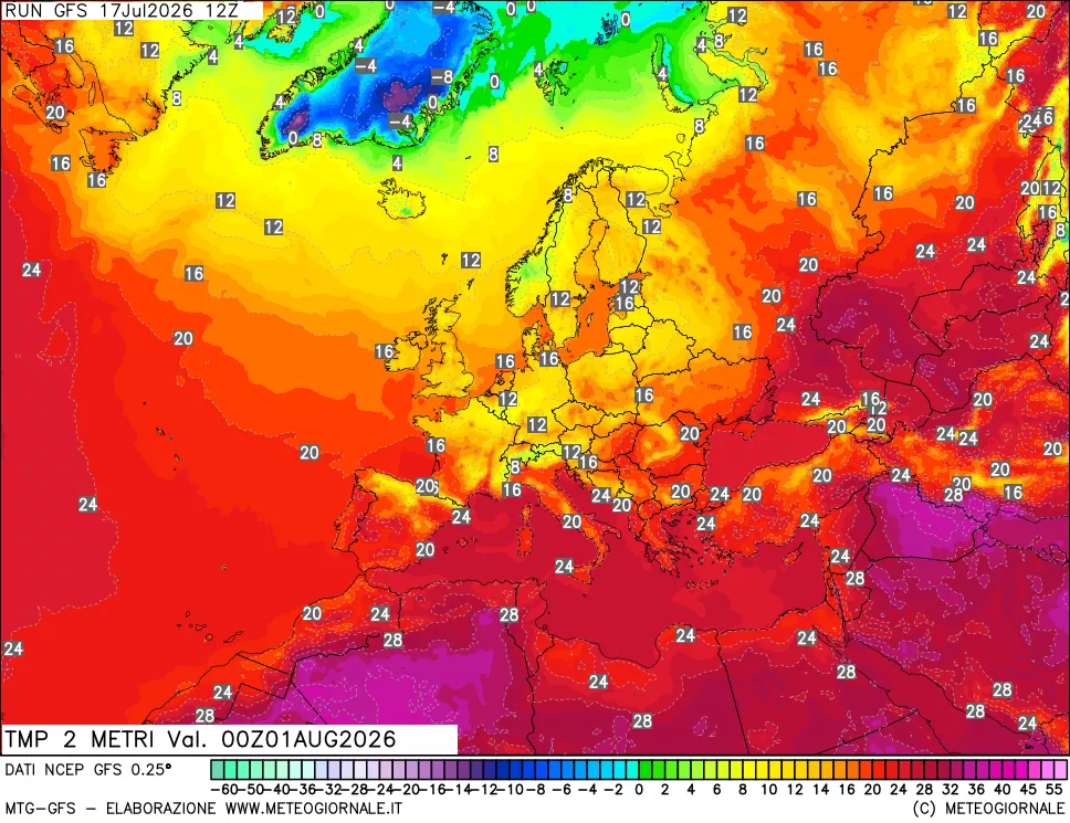 mappa Temp 2 metri