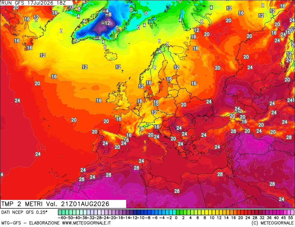 mappa Temp 2 metri