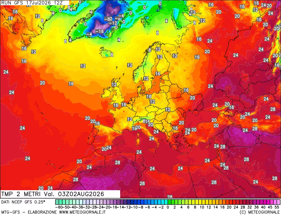 mappa Temp 2 metri