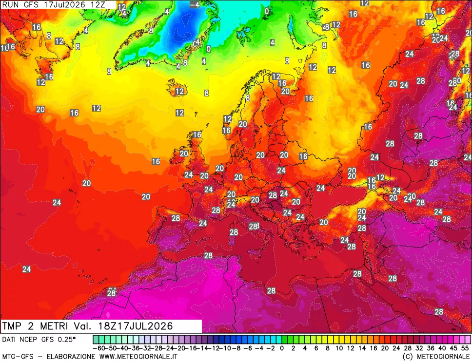mappa Temp 2 metri