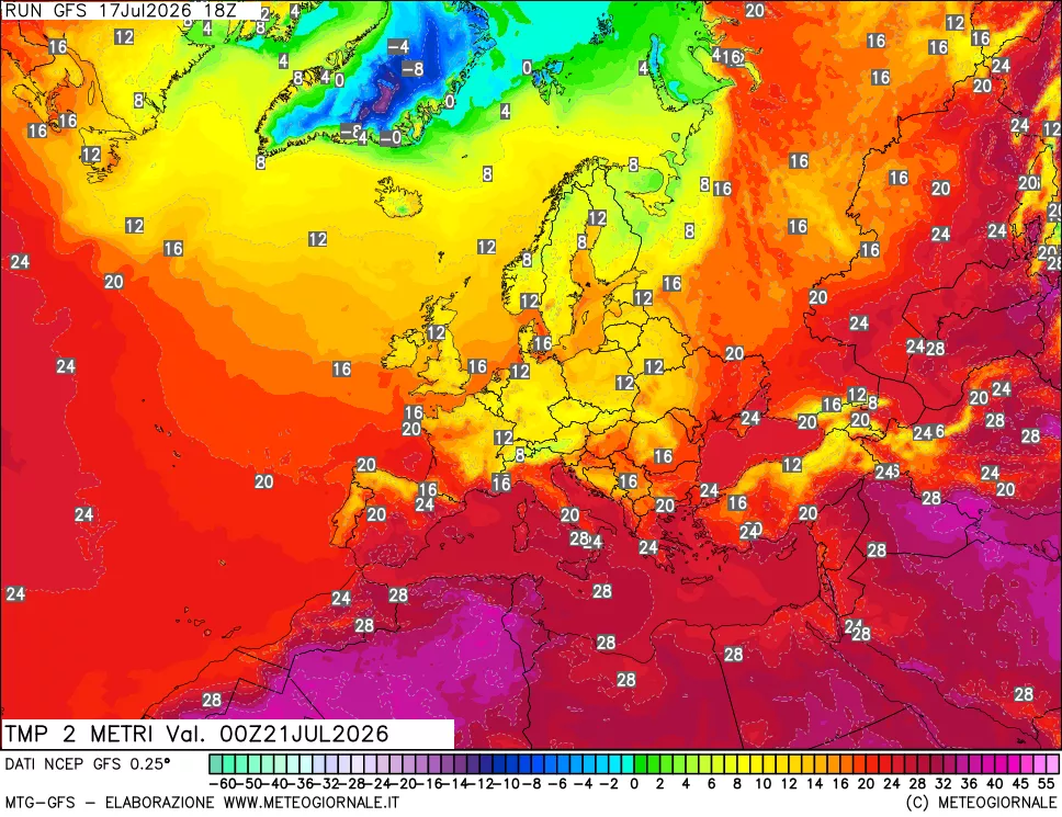 mappa Temp 2 metri