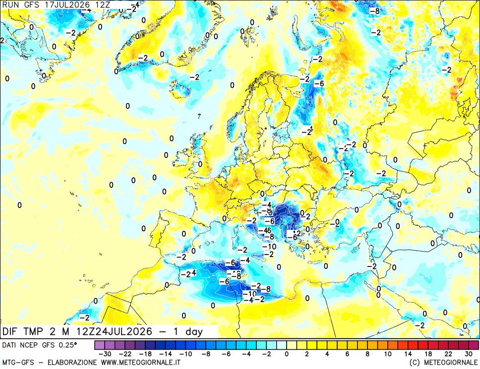 mappa Dif. Temp -24 ore