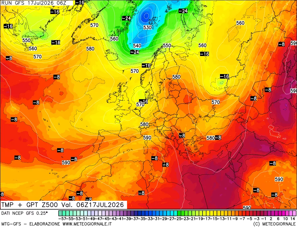 mappa 500 hPa Temp + GPT