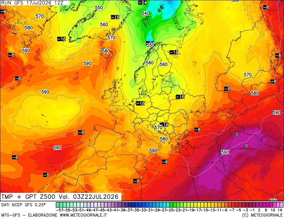 mappa 500 hPa Temp + GPT