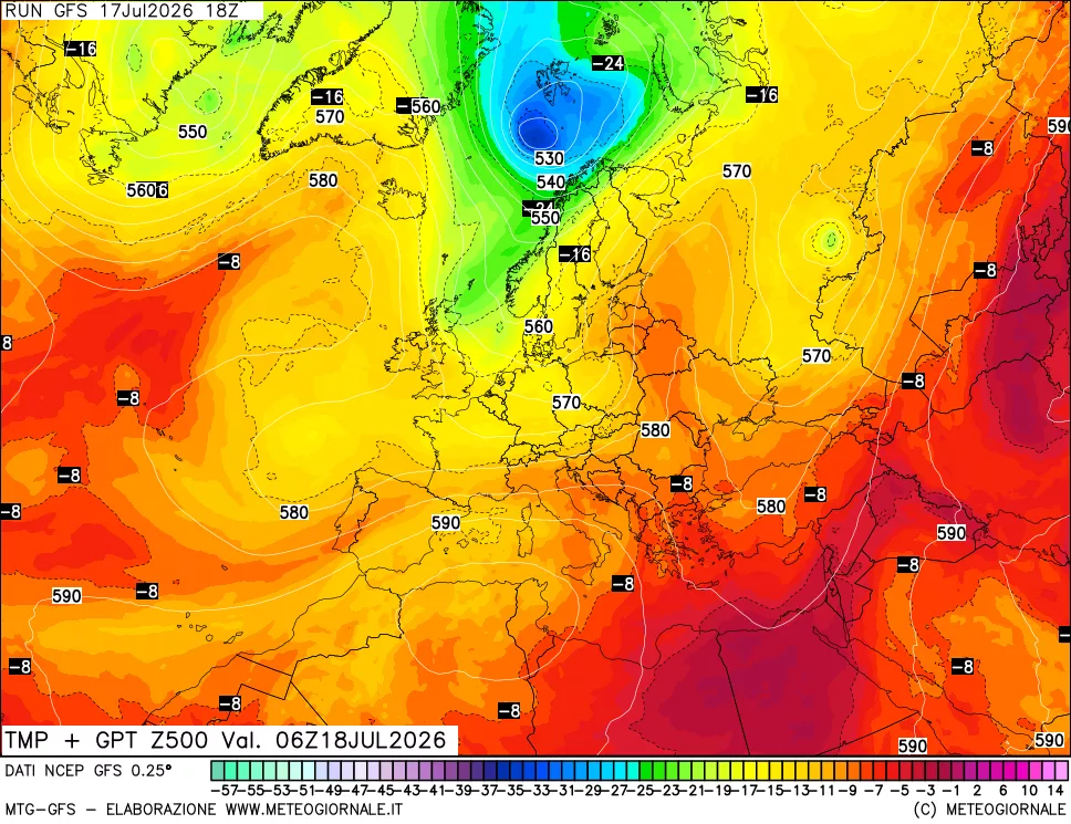 mappa 500 hPa Temp + GPT