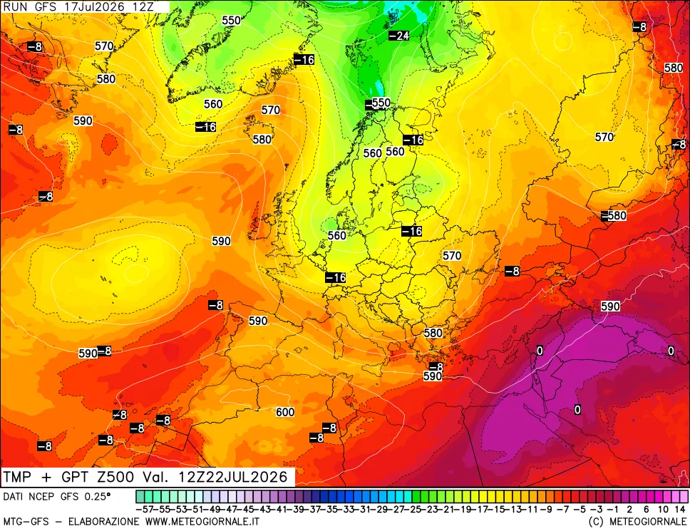 mappa 500 hPa Temp + GPT
