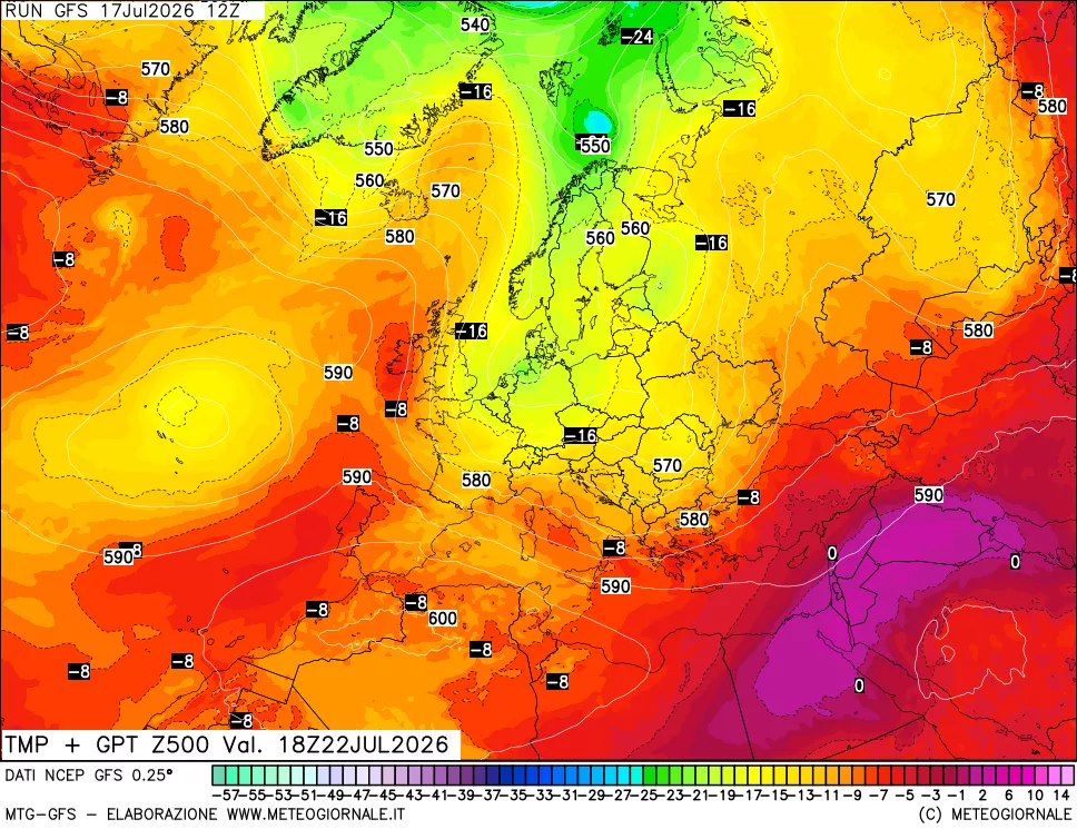 mappa 500 hPa Temp + GPT