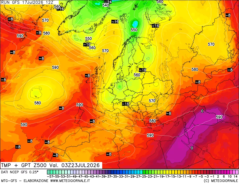 mappa 500 hPa Temp + GPT