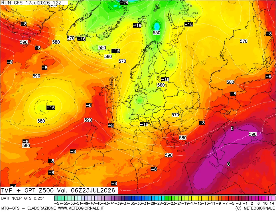 mappa 500 hPa Temp + GPT