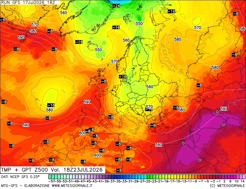mappa 500 hPa Temp + GPT