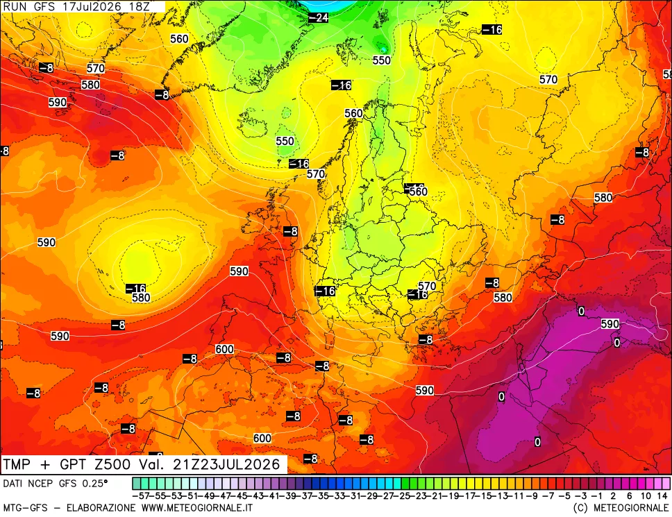 mappa 500 hPa Temp + GPT