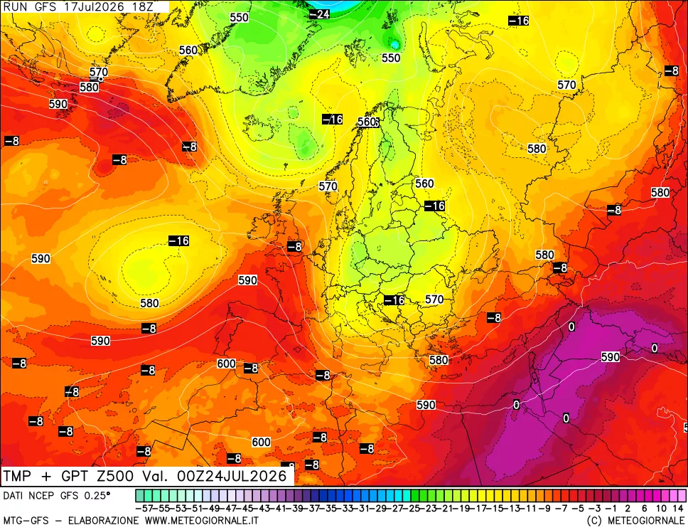 mappa 500 hPa Temp + GPT