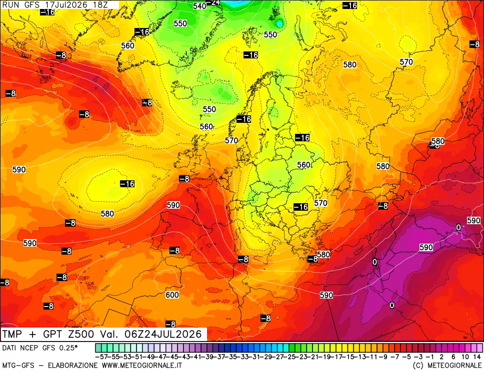 mappa 500 hPa Temp + GPT