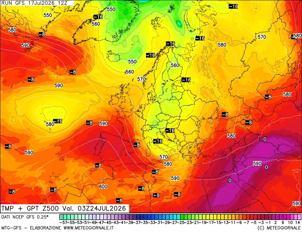 mappa 500 hPa Temp + GPT