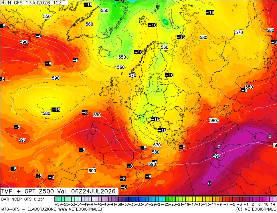 mappa 500 hPa Temp + GPT