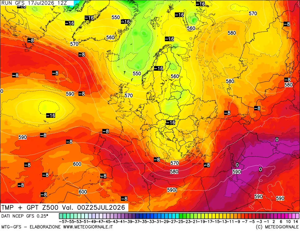 mappa 500 hPa Temp + GPT
