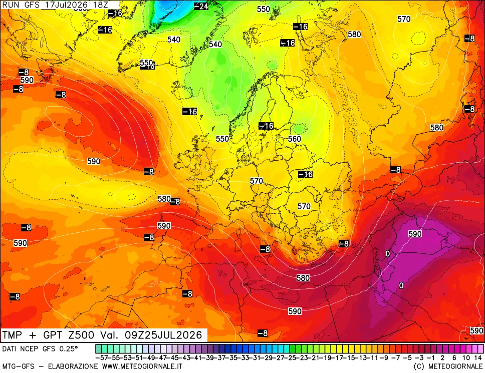 mappa 500 hPa Temp + GPT