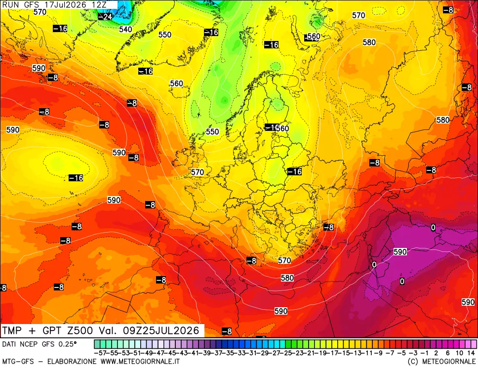 mappa 500 hPa Temp + GPT
