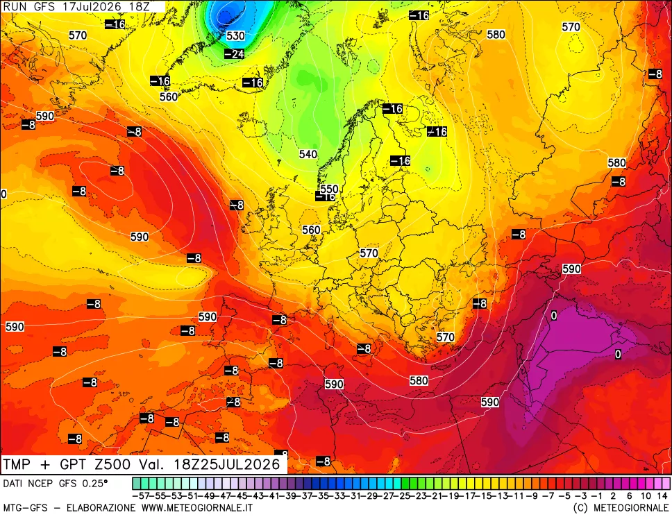 mappa 500 hPa Temp + GPT