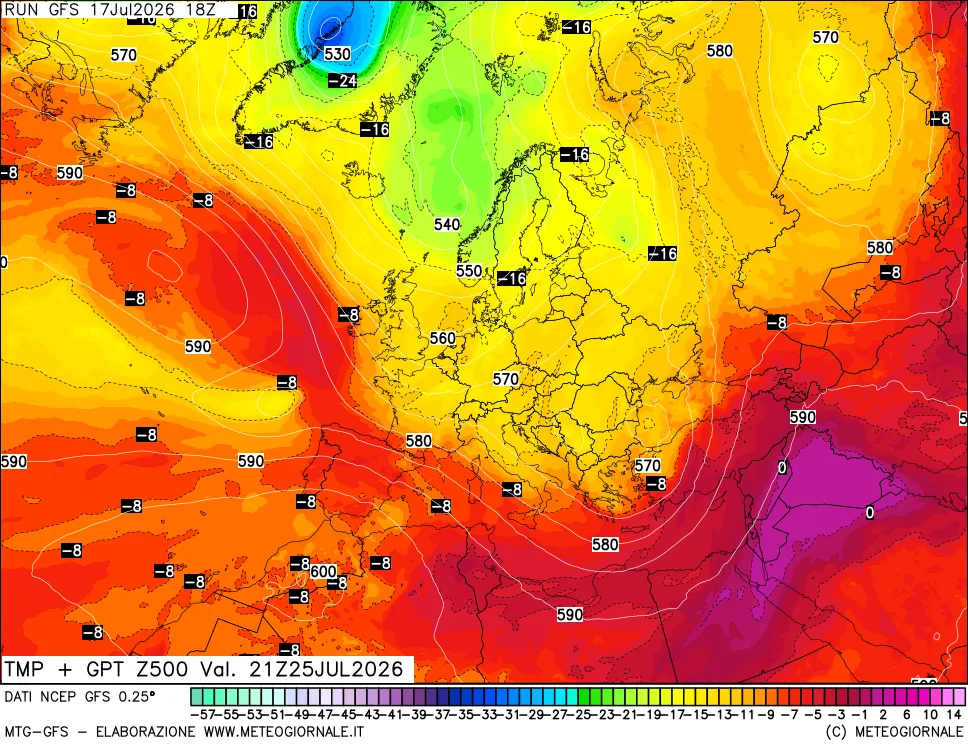 mappa 500 hPa Temp + GPT