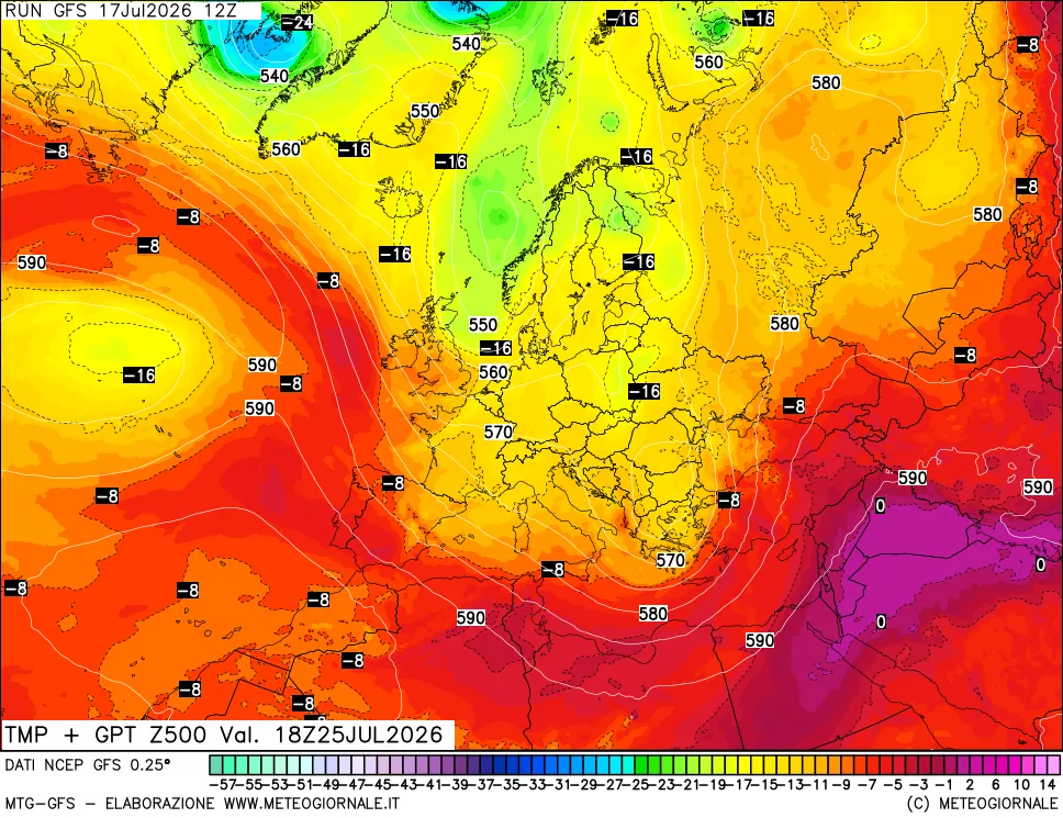 mappa 500 hPa Temp + GPT