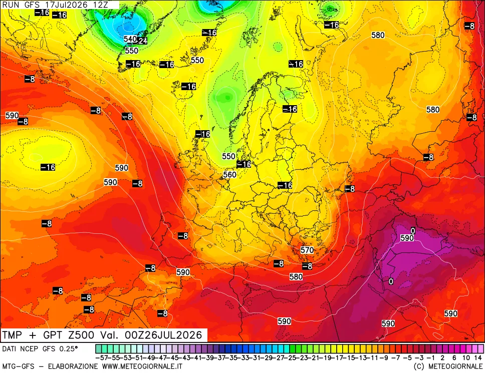 mappa 500 hPa Temp + GPT