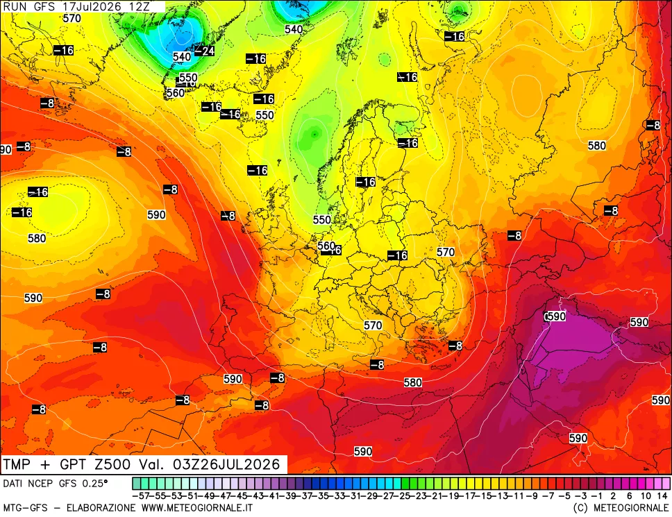 mappa 500 hPa Temp + GPT