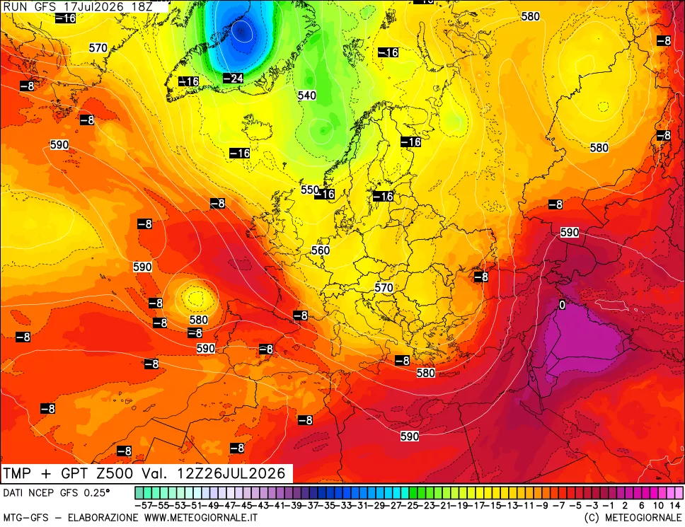 mappa 500 hPa Temp + GPT