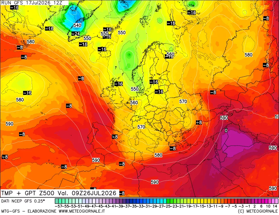 mappa 500 hPa Temp + GPT