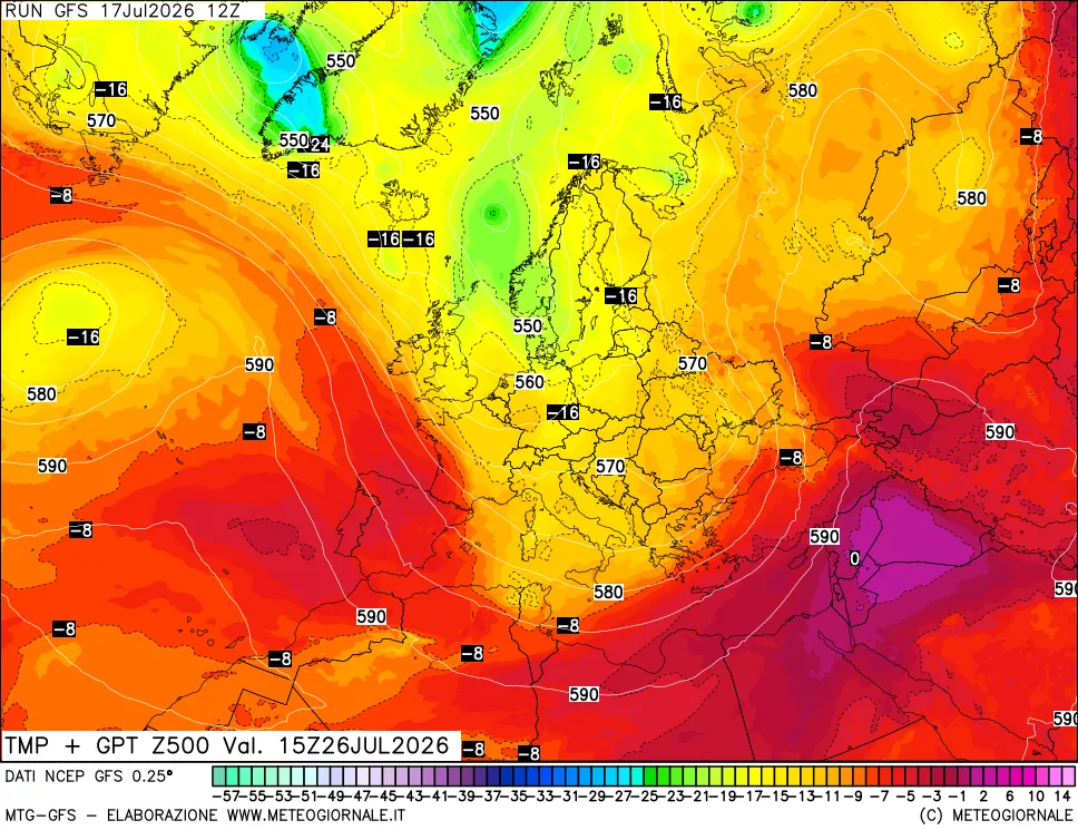 mappa 500 hPa Temp + GPT